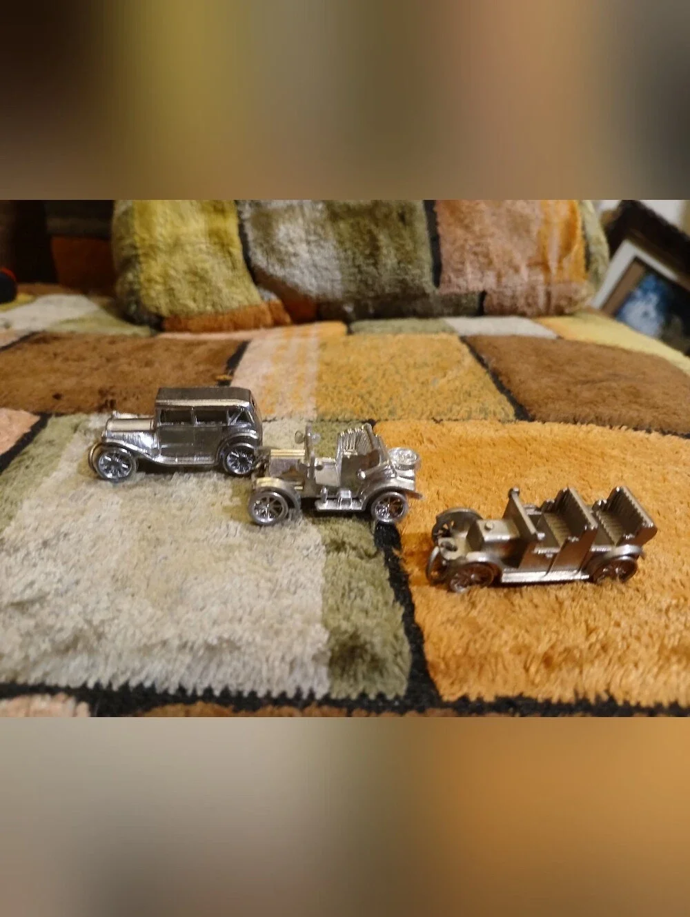 Silver Toy Car Set 3 Metallic Miniature Vehicles C